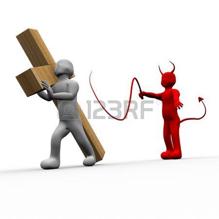 Featured Image Showing A Red Devil Figure About To Whip A White Cross Carrying Figure.