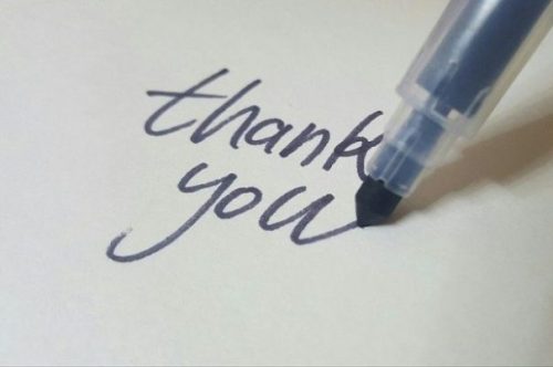 Blue Texta Pen Writing-Thank You.