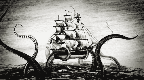 Featured Topic Image Gif Of A Giant Squid Kraken Cracking A Ship In Twain.