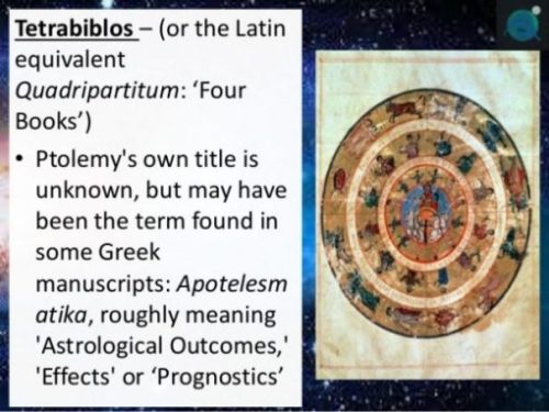 Two Part Image Of Ancient Astrology/Astronomy Chart And Terms Translating Tetrabiblos.