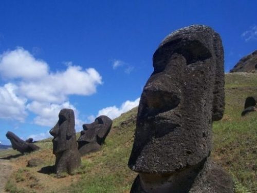 Featured Topic Image Close Up Of Several Field Scattered Easter Island Stone Giant Statues.