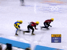 Gif Of Aussie Steve Bradburys Ice Skating Gold Medal Race.