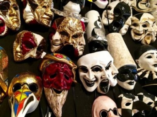 Image Of Many Romanesque Carnival Masks.