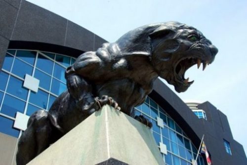 Image Of A Crouching Panther Statue.