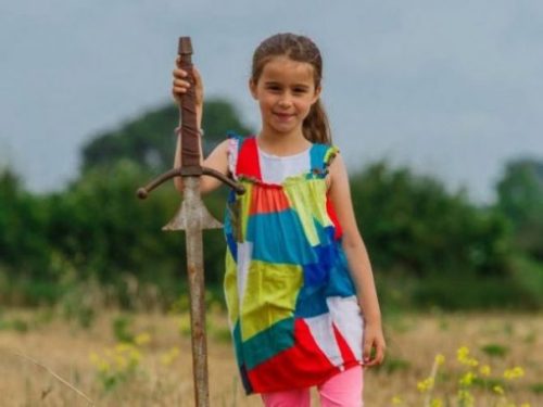 Image Showing A Young Lady Who Found A Sword In A Lake In Cornwall Like King Arthur.