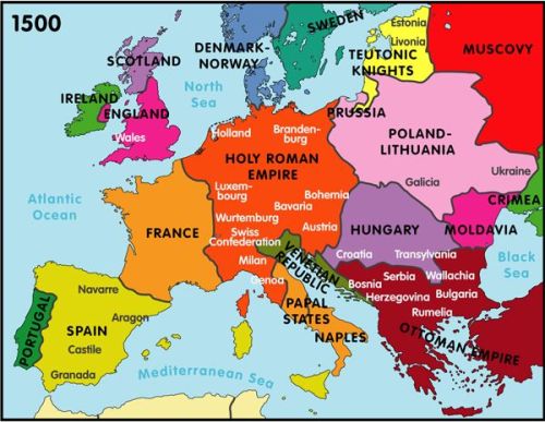 Image Of A Map Showing Europe As Medieval Time Nation-States.